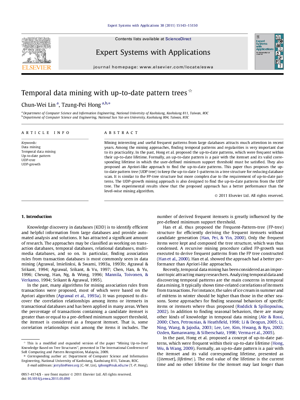 Temporal data mining with up-to-date pattern trees 