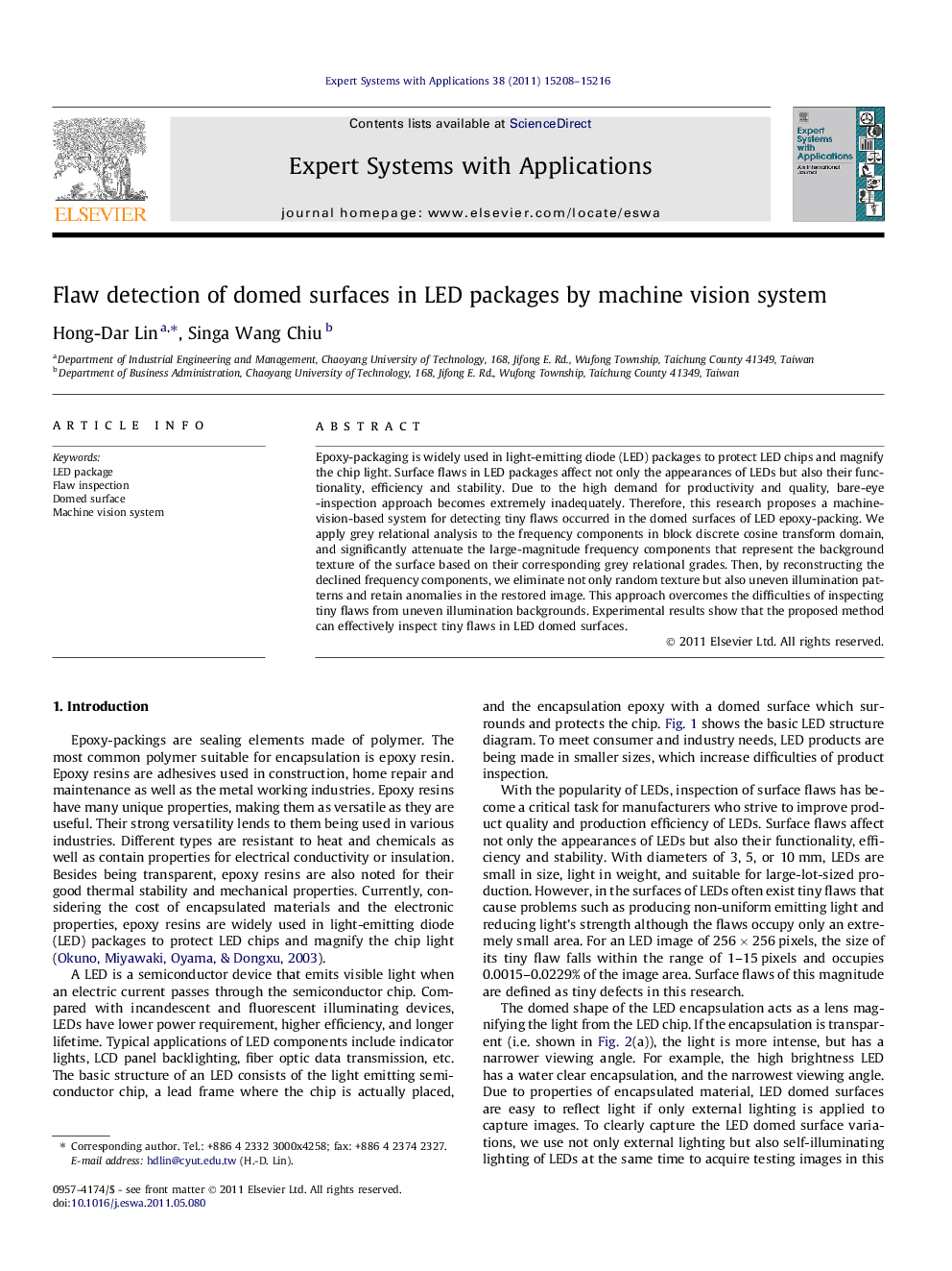 Flaw detection of domed surfaces in LED packages by machine vision system