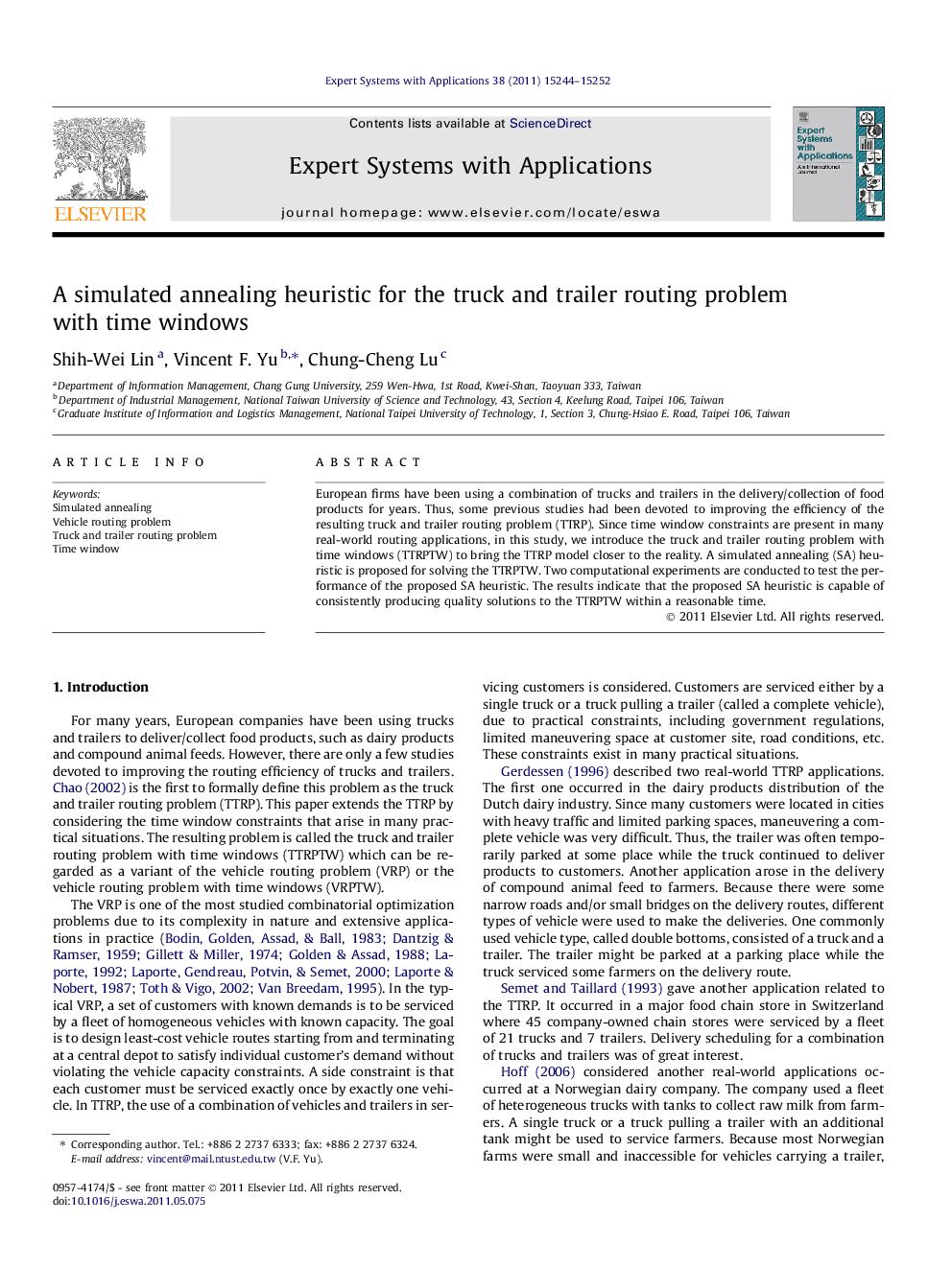 A simulated annealing heuristic for the truck and trailer routing problem with time windows