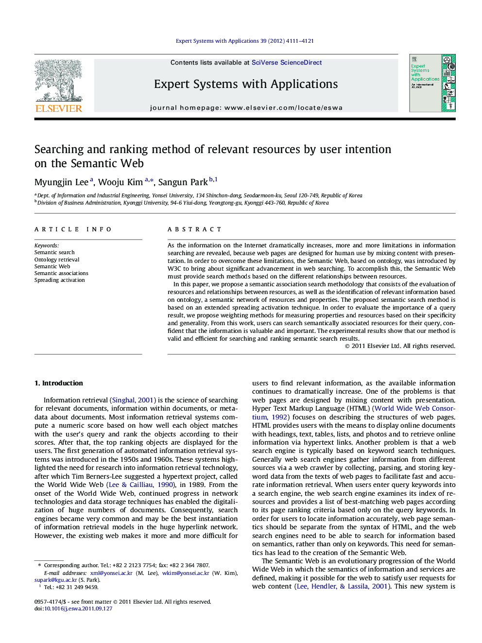 Searching and ranking method of relevant resources by user intention on the Semantic Web