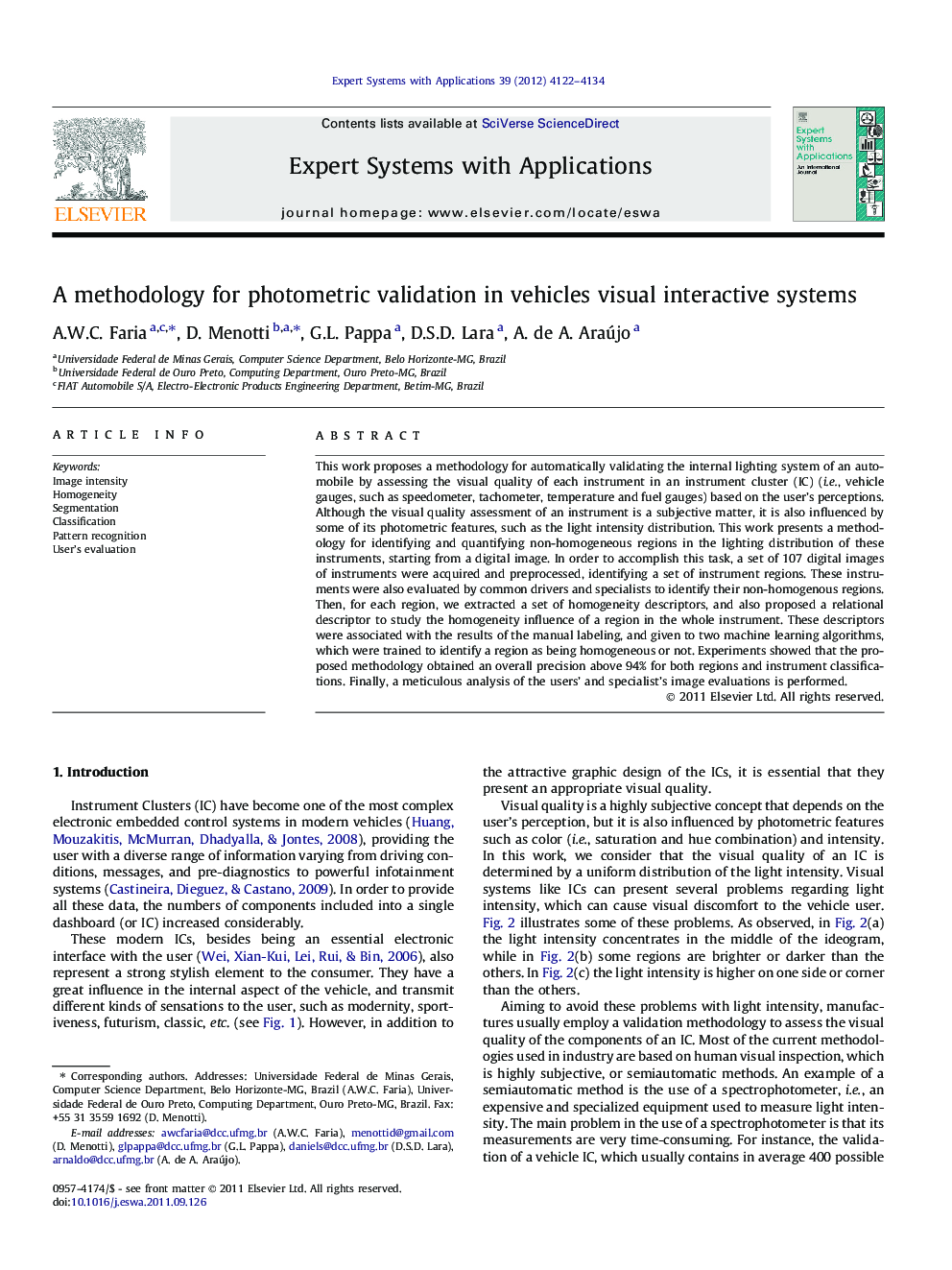 A methodology for photometric validation in vehicles visual interactive systems