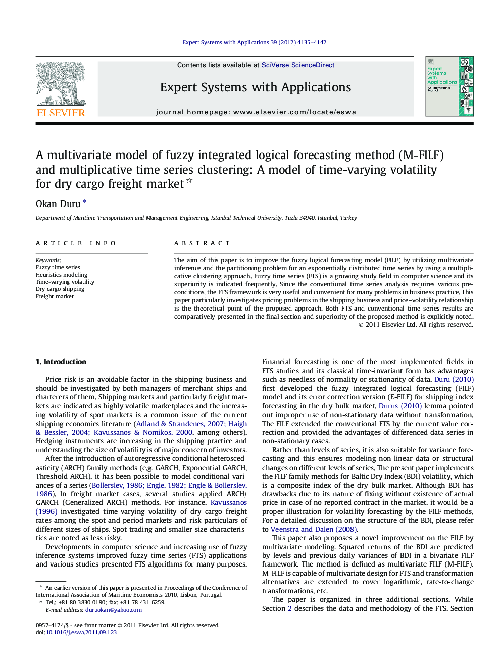 A multivariate model of fuzzy integrated logical forecasting method (M-FILF) and multiplicative time series clustering: A model of time-varying volatility for dry cargo freight market 