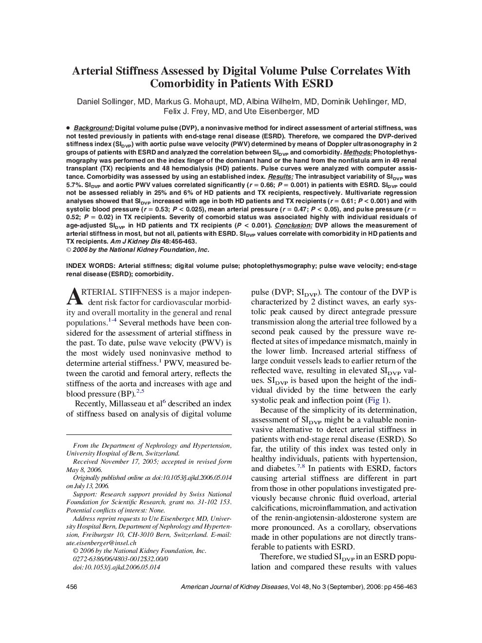 عکس صفحه اول مقاله: Arterial Stiffness Assessed by Digital Volume Pulse Correlates With Comorbidity in Patients With ESRD Arterial Stiffness Assessed by Digital Volume Pulse Correlates With Comorbidity in Patients With ESRD