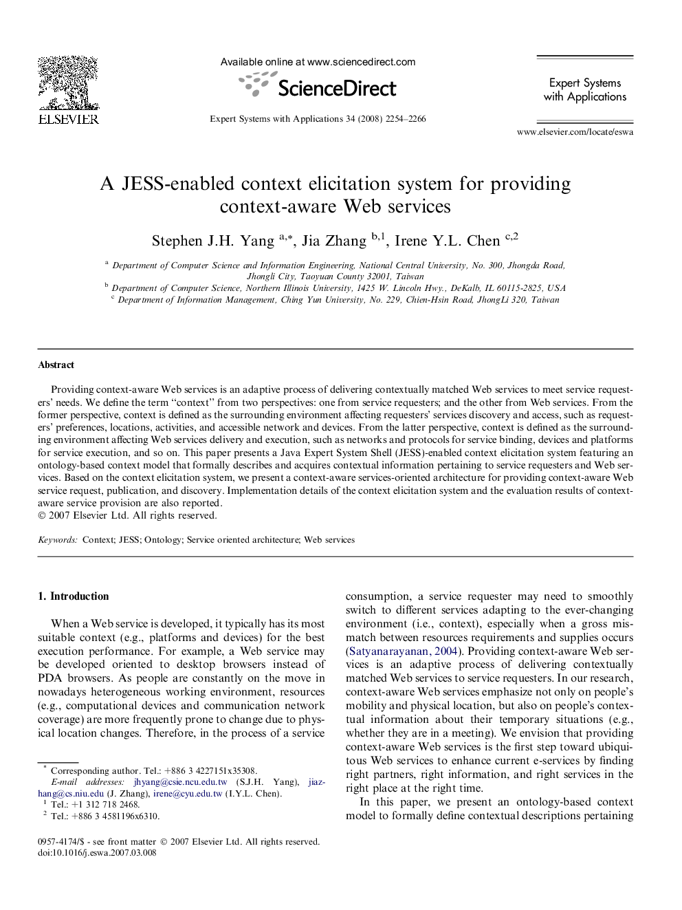 A JESS-enabled context elicitation system for providing context-aware Web services