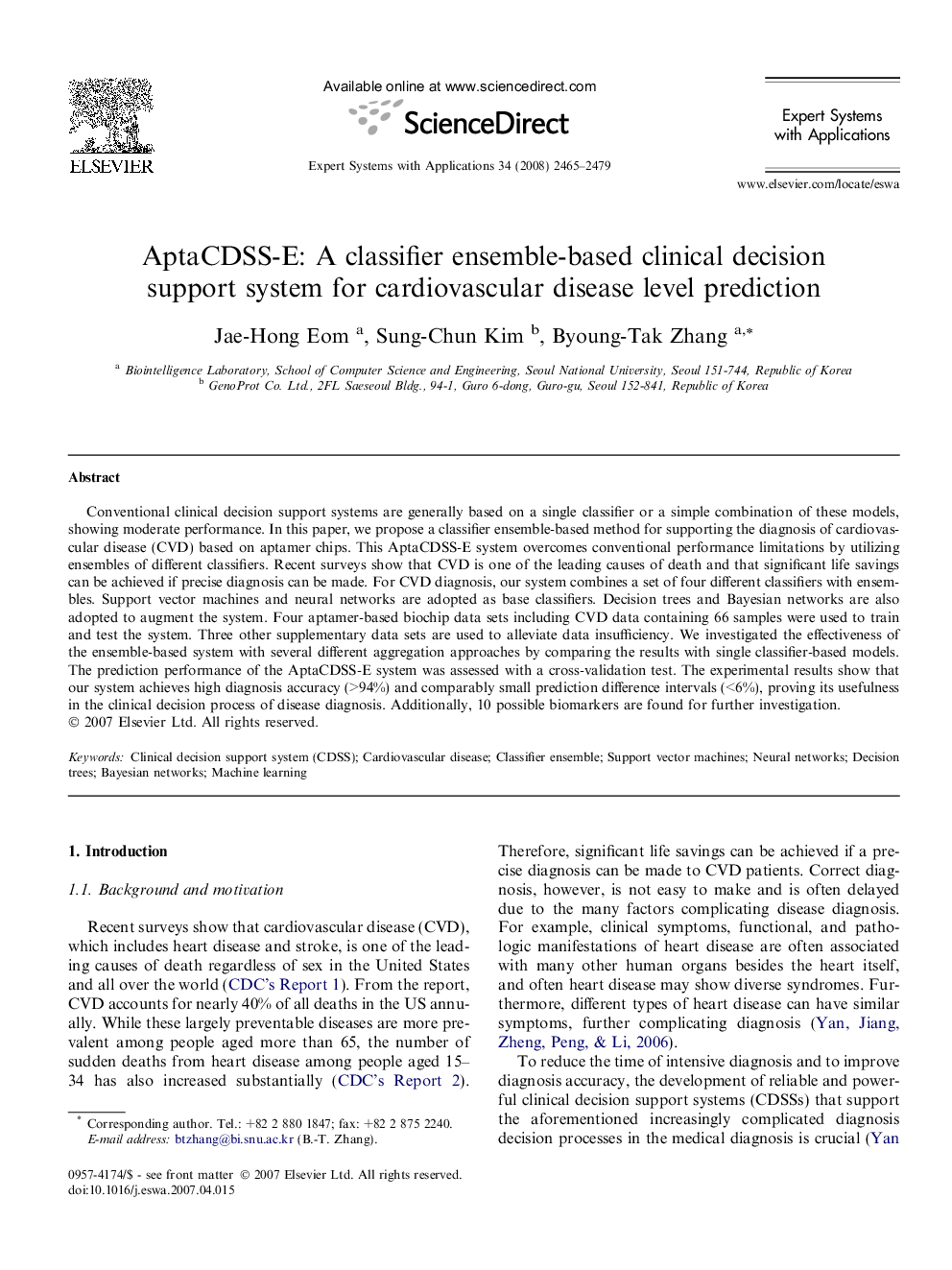 AptaCDSS-E: A classifier ensemble-based clinical decision support system for cardiovascular disease level prediction