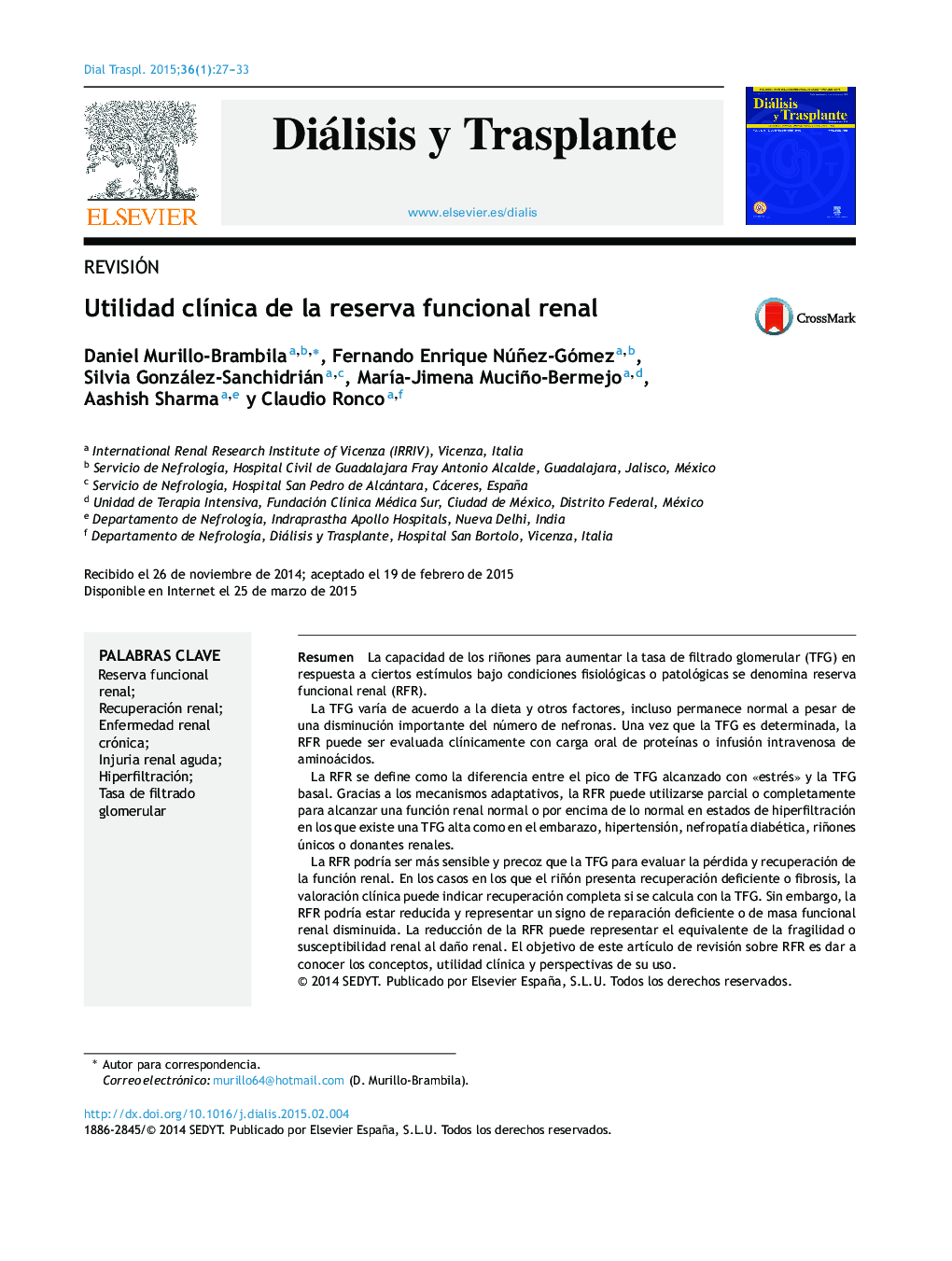 Utilidad clÃ­nica de la reserva funcional renal