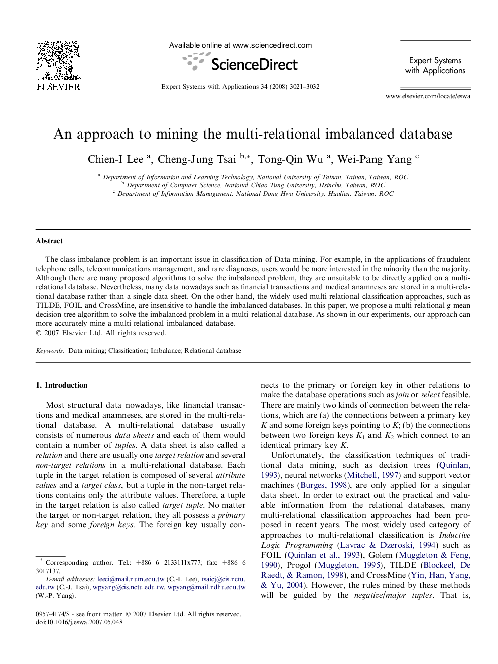 An approach to mining the multi-relational imbalanced database