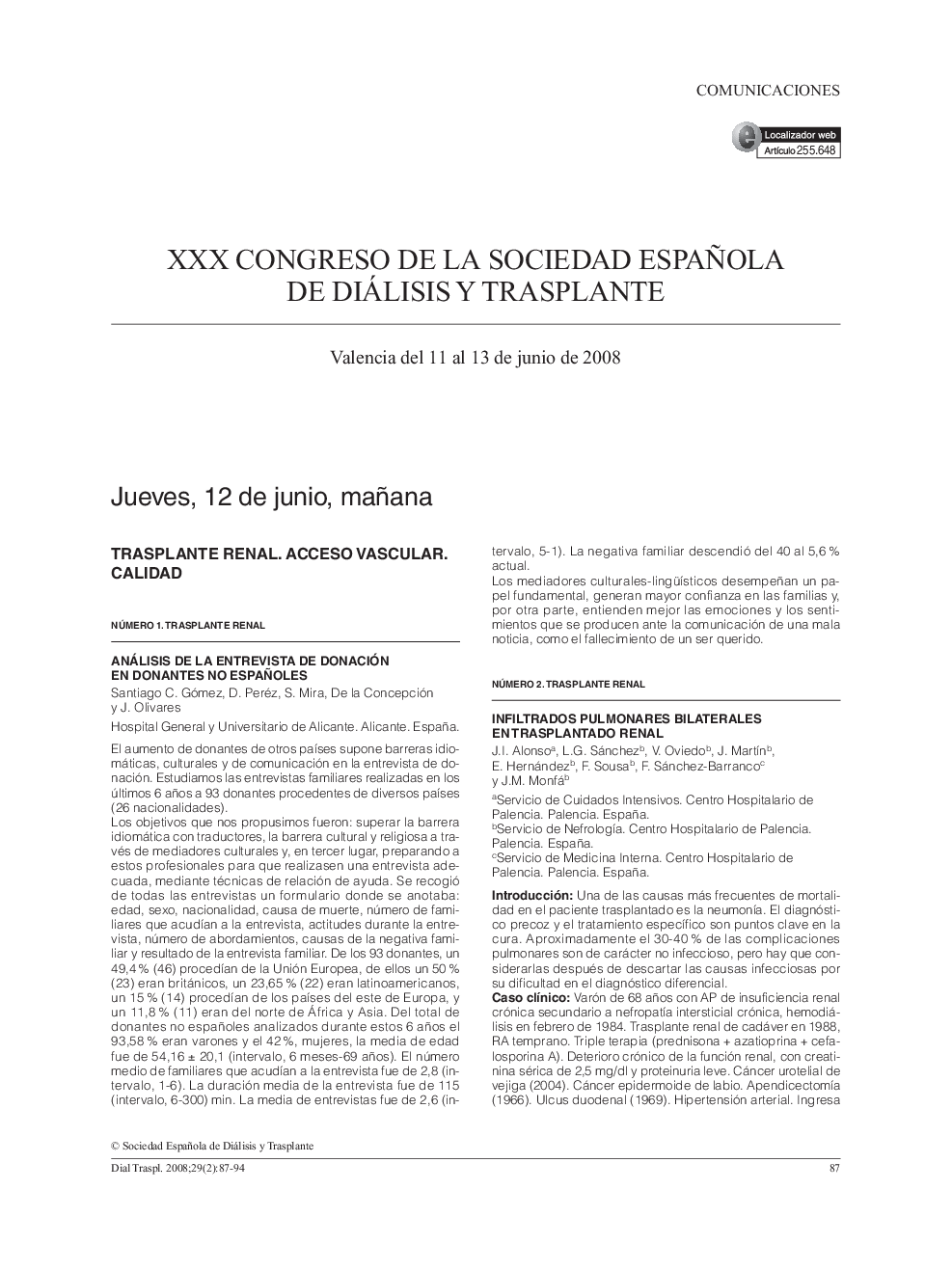 XXX Congreso de la Sociedad Española de Diálisis y Trasplante