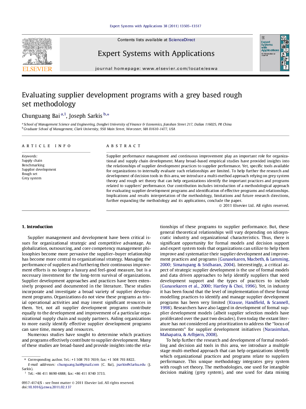 Evaluating supplier development programs with a grey based rough set methodology