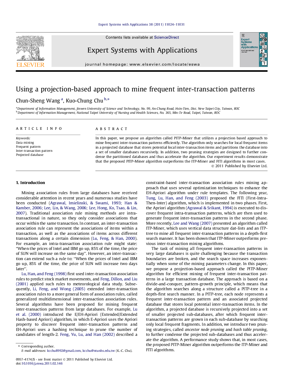 Using a projection-based approach to mine frequent inter-transaction patterns