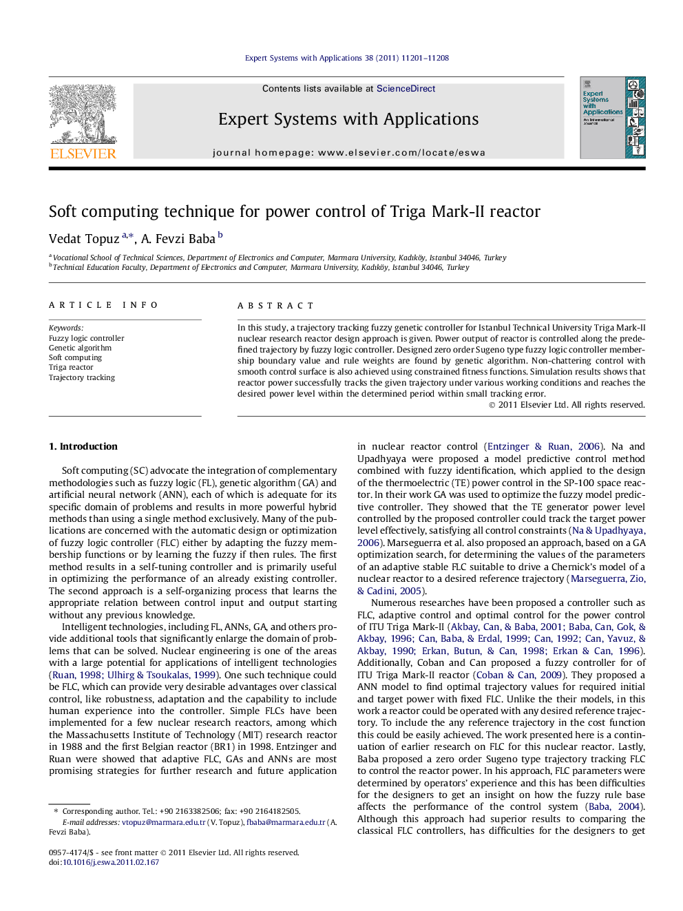 عکس صفحه اول مقاله: Soft computing technique for power control of Triga Mark-II reactor Soft computing technique for power control of Triga Mark-II reactor