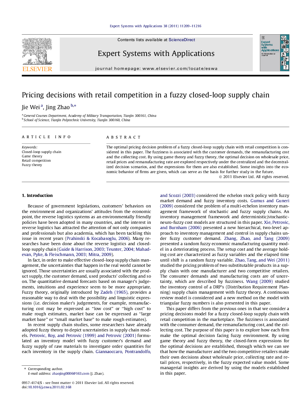 Pricing decisions with retail competition in a fuzzy closed-loop supply chain