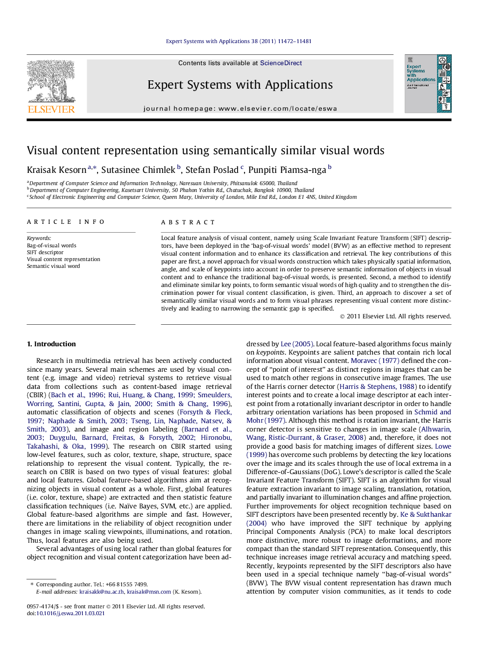 Visual content representation using semantically similar visual words