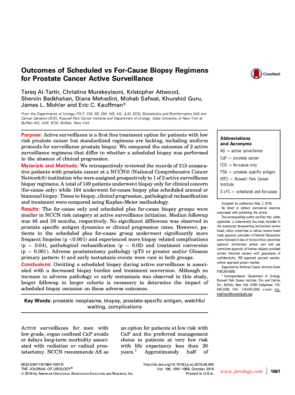 Outcomes of Scheduled vs For-Cause Biopsy Regimens for Prostate Cancer Active Surveillance 