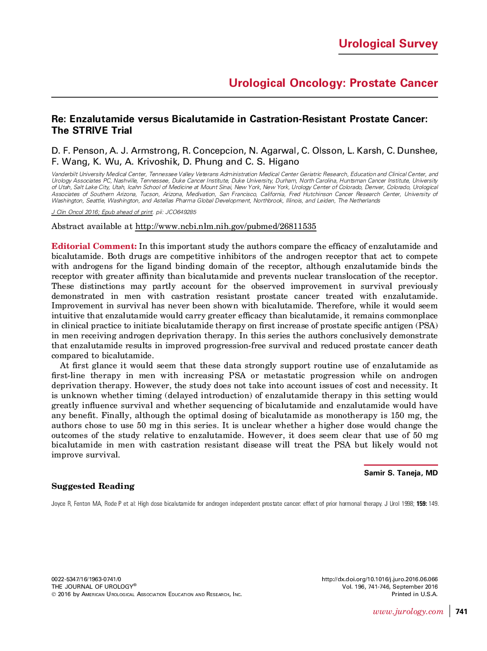 Re: Enzalutamide versus Bicalutamide in Castration-Resistant Prostate Cancer: The STRIVE Trial