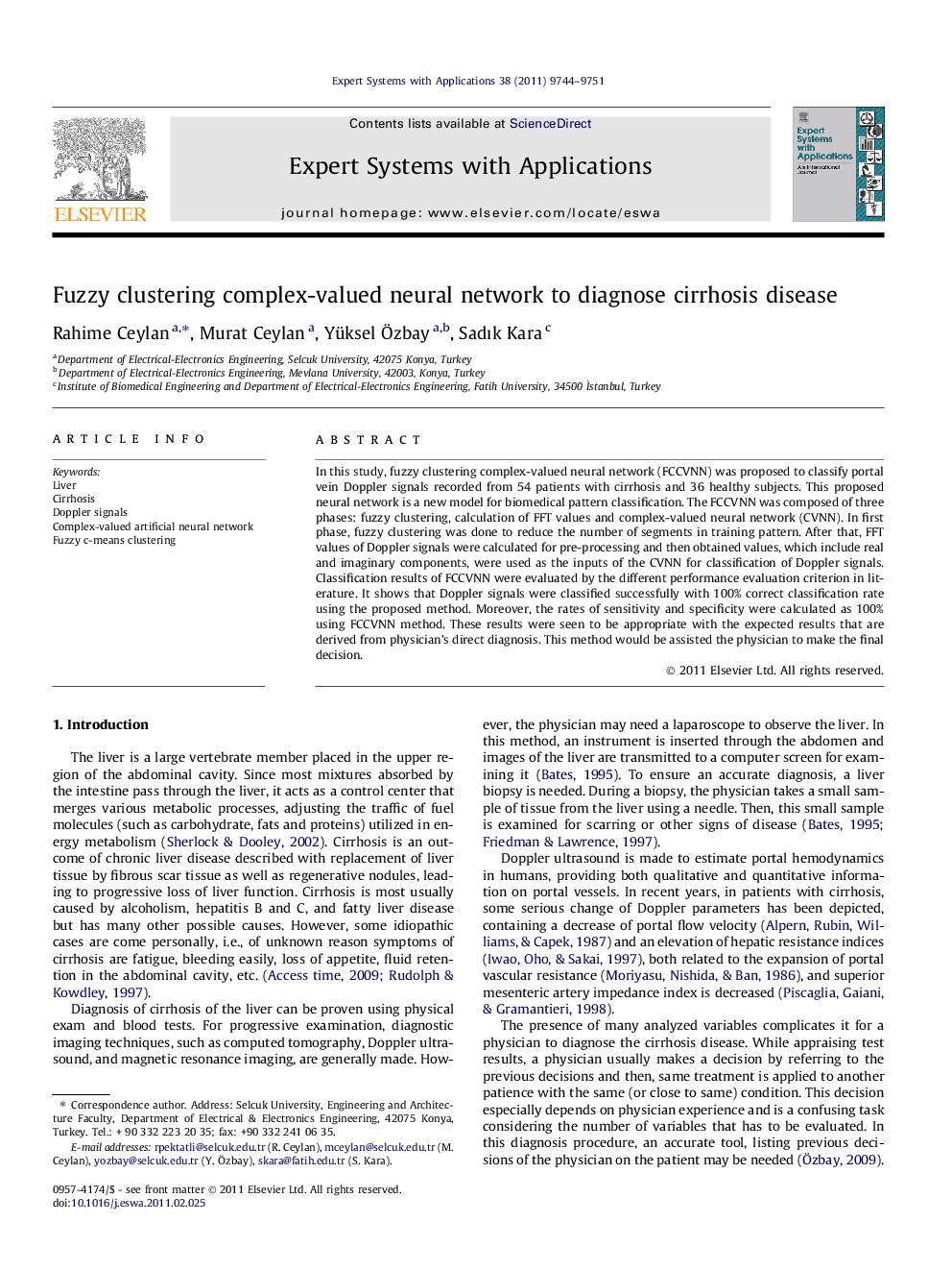 Fuzzy clustering complex-valued neural network to diagnose cirrhosis disease