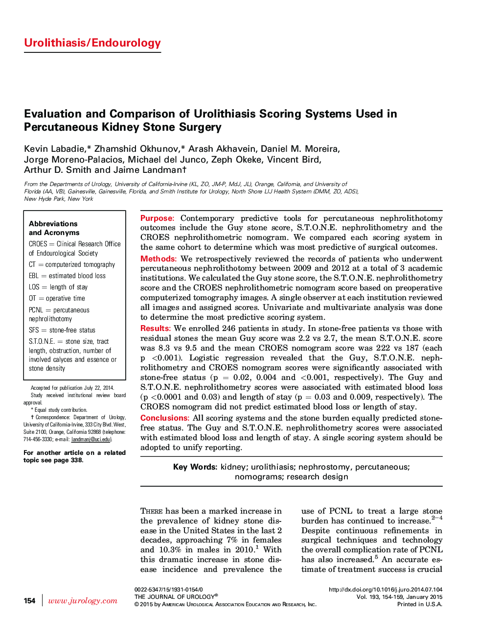 Evaluation and Comparison of Urolithiasis Scoring Systems Used in Percutaneous Kidney Stone Surgery