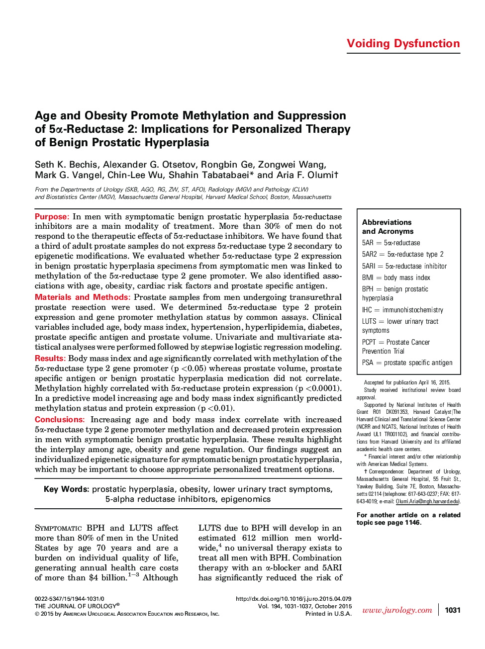 Age and Obesity Promote Methylation and Suppression of 5α-Reductase 2: Implications for Personalized Therapy of Benign Prostatic Hyperplasia 