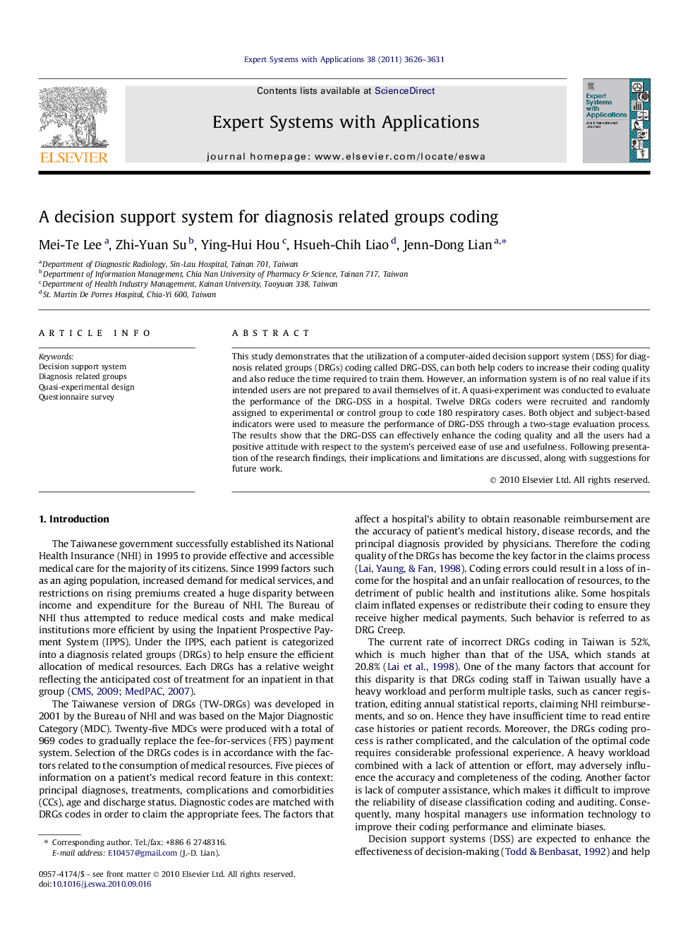 A decision support system for diagnosis related groups coding