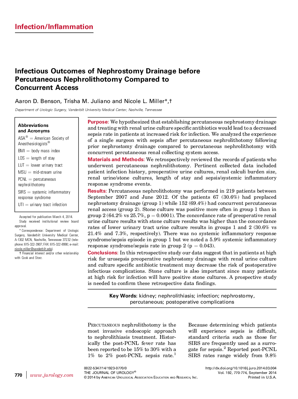 Infectious Outcomes of Nephrostomy Drainage before Percutaneous Nephrolithotomy Compared to Concurrent Access 