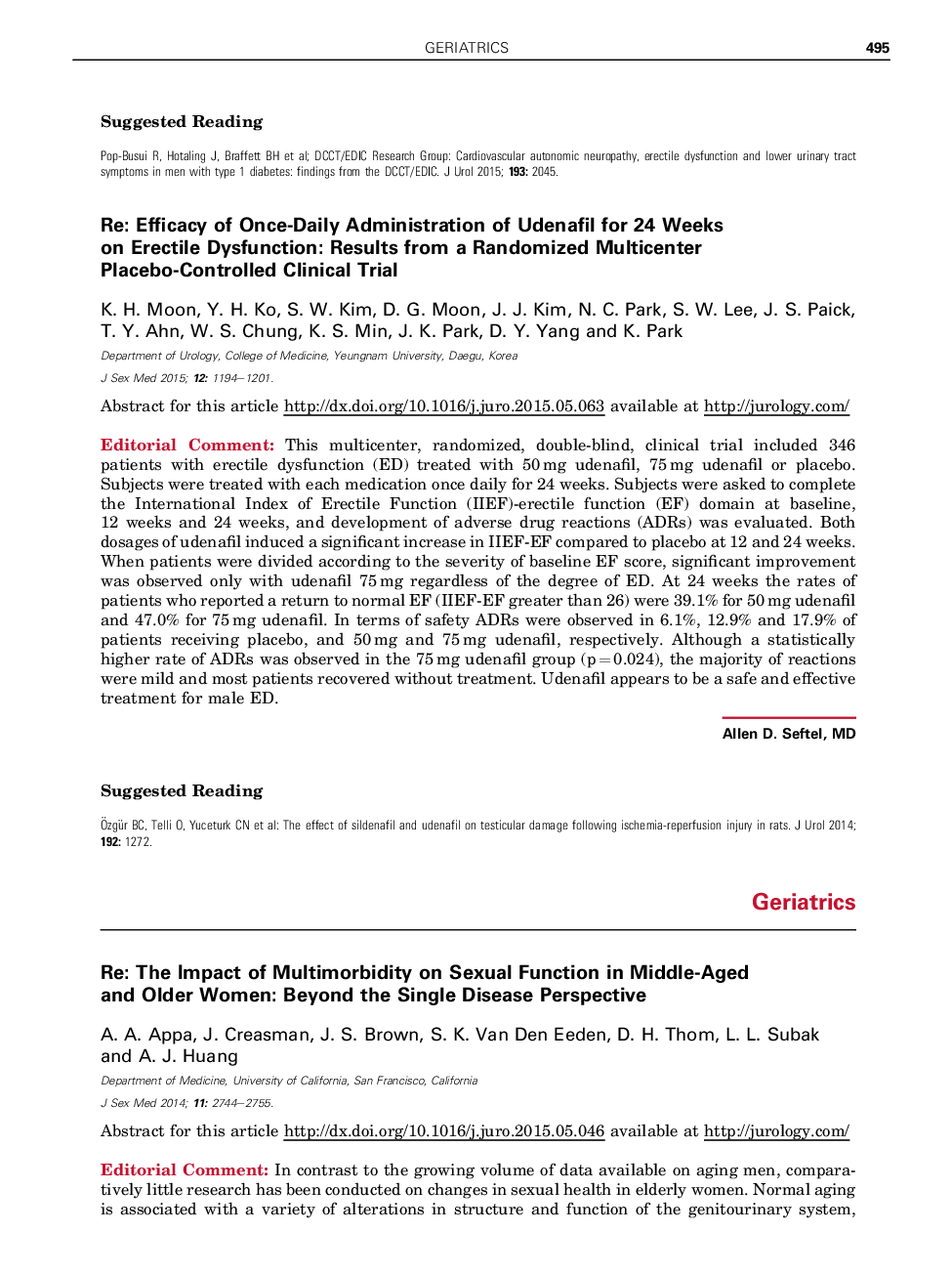 Re: The Impact of Multimorbidity on Sexual Function in Middle-Aged and Older Women: Beyond the Single Disease Perspective