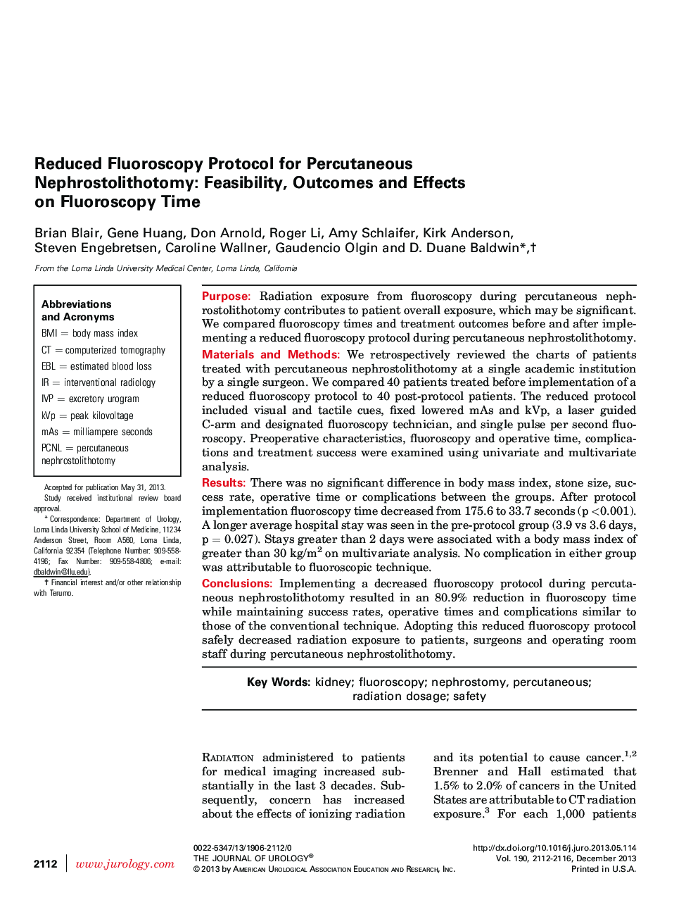 Reduced Fluoroscopy Protocol for Percutaneous Nephrostolithotomy: Feasibility, Outcomes and Effects on Fluoroscopy Time 