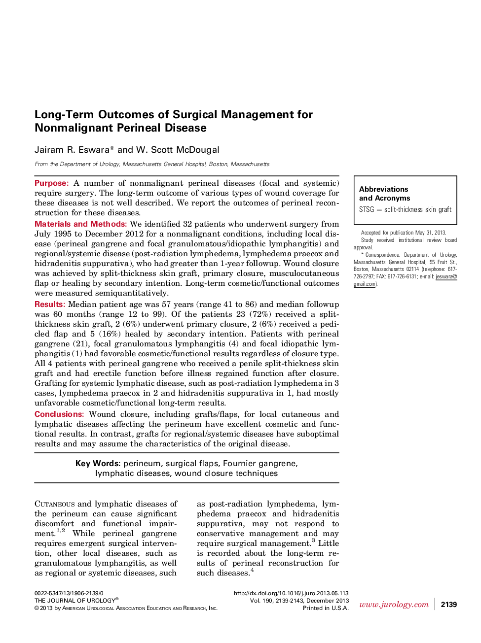 Long-Term Outcomes of Surgical Management for Nonmalignant Perineal Disease 