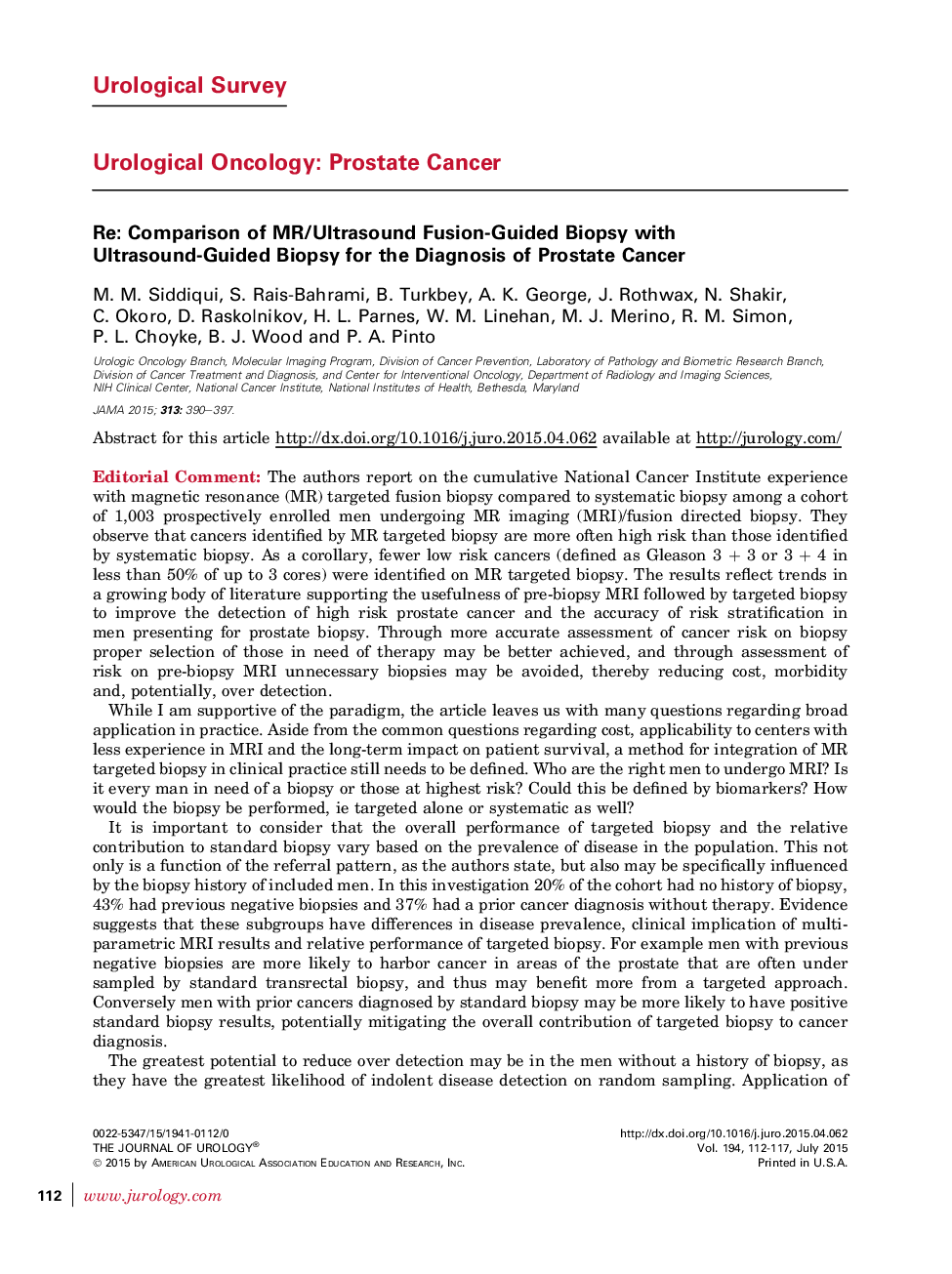Re: Comparison of MR/Ultrasound Fusion-Guided Biopsy with Ultrasound-Guided Biopsy for the Diagnosis of Prostate Cancer