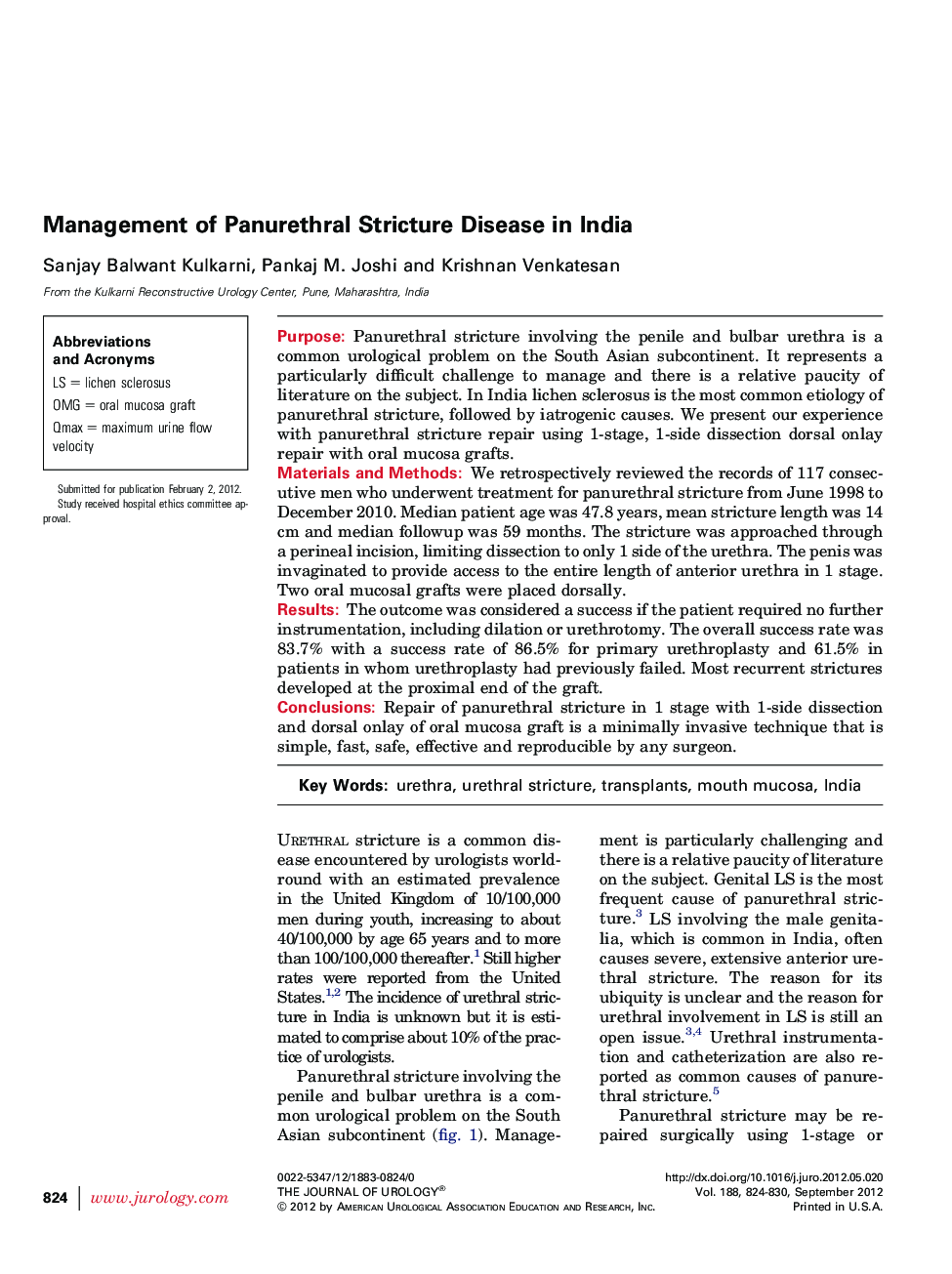 Management of Panurethral Stricture Disease in India