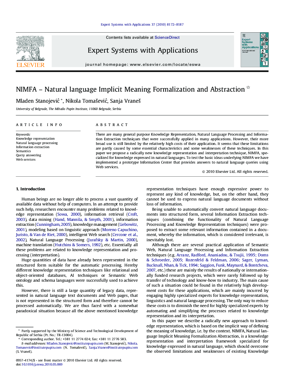 NIMFA – Natural language Implicit Meaning Formalization and Abstraction 