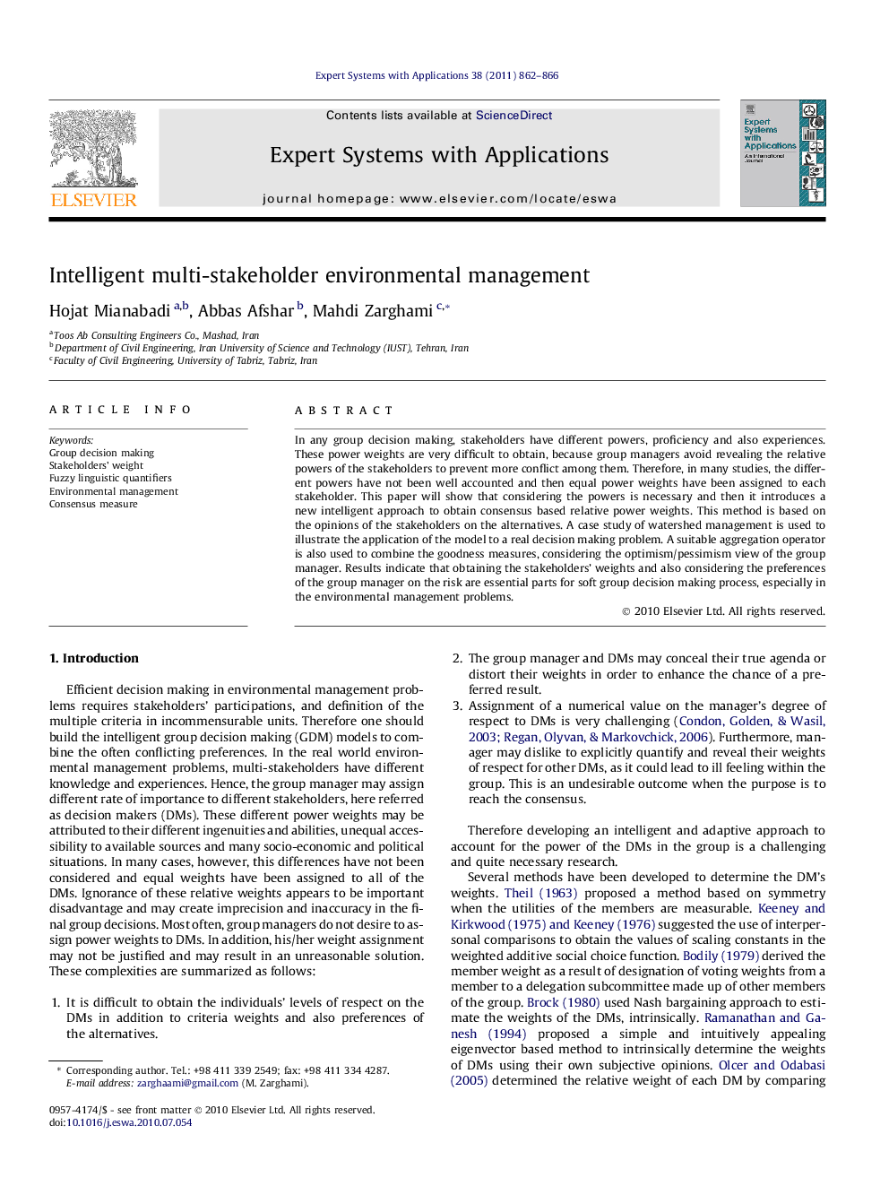 Intelligent multi-stakeholder environmental management