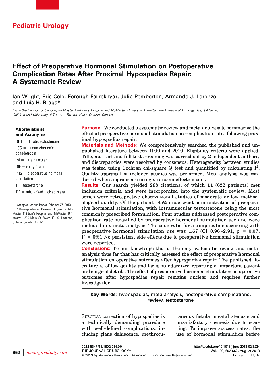 Effect of Preoperative Hormonal Stimulation on Postoperative Complication Rates After Proximal Hypospadias Repair: A Systematic Review