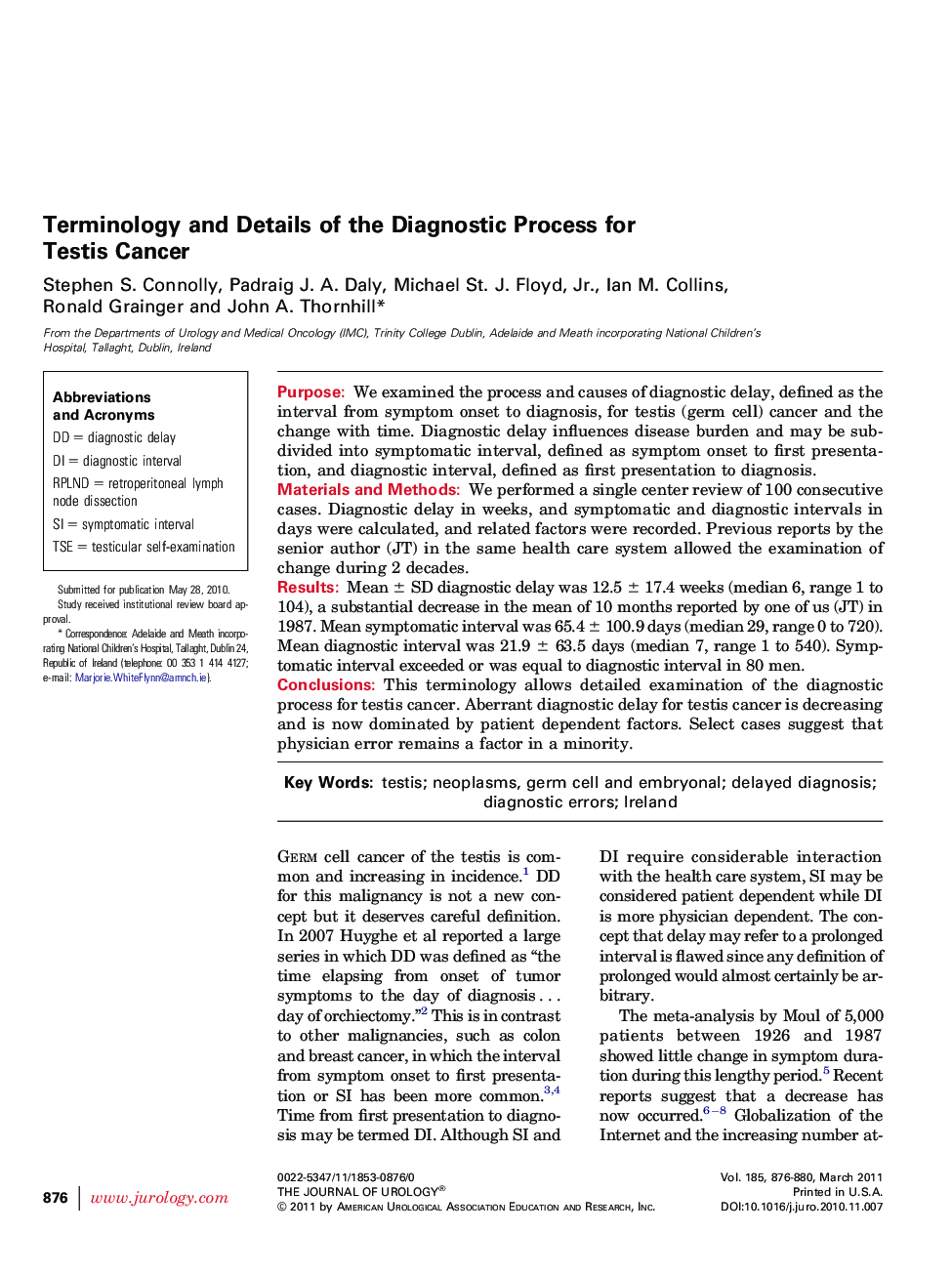 Terminology and Details of the Diagnostic Process for Testis Cancer