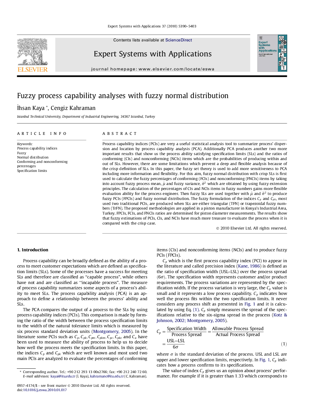 Fuzzy process capability analyses with fuzzy normal distribution