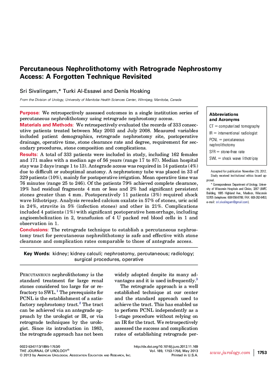 Percutaneous Nephrolithotomy with Retrograde Nephrostomy Access: A Forgotten Technique Revisited 