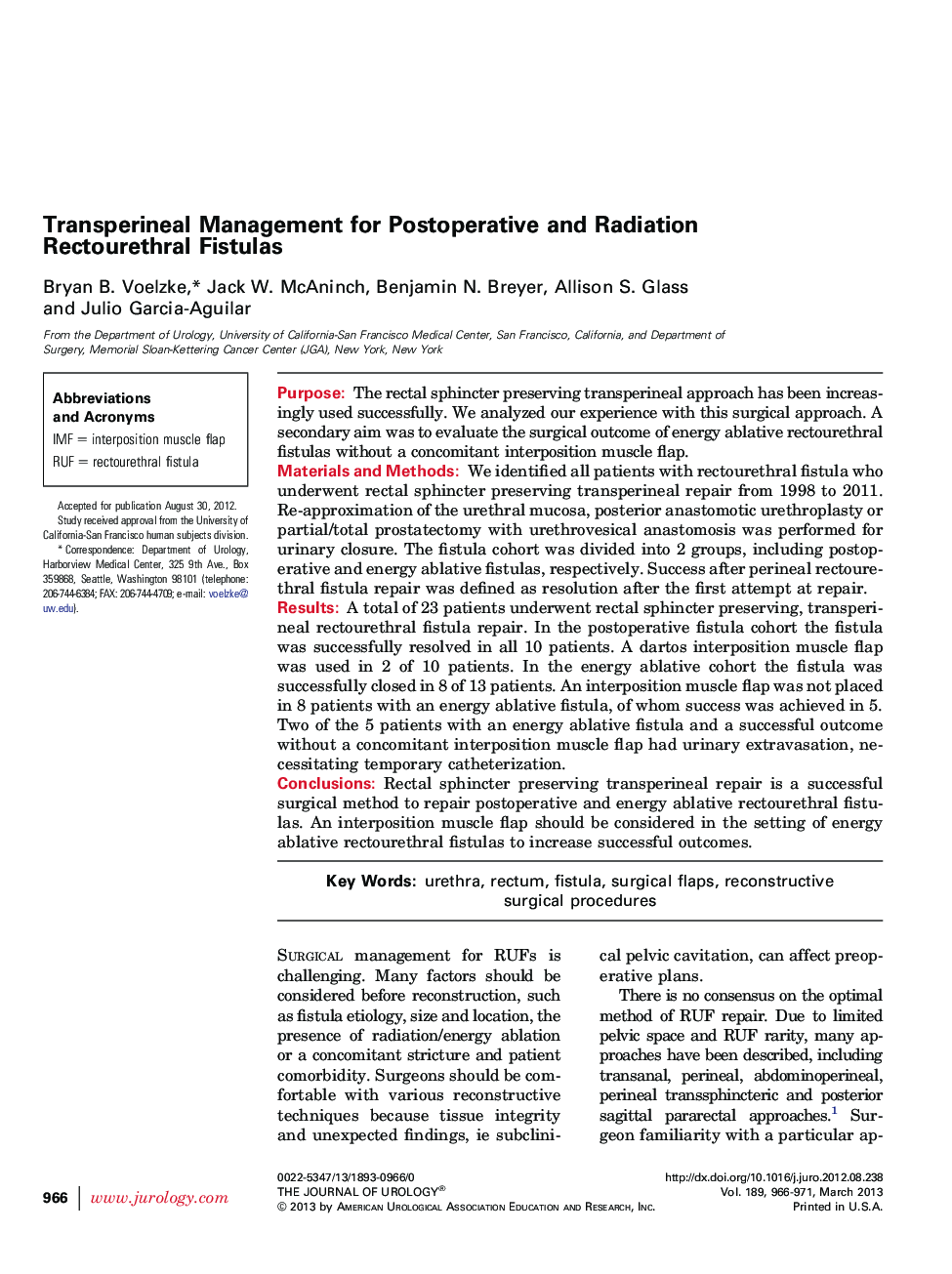 Transperineal Management for Postoperative and Radiation Rectourethral Fistulas 