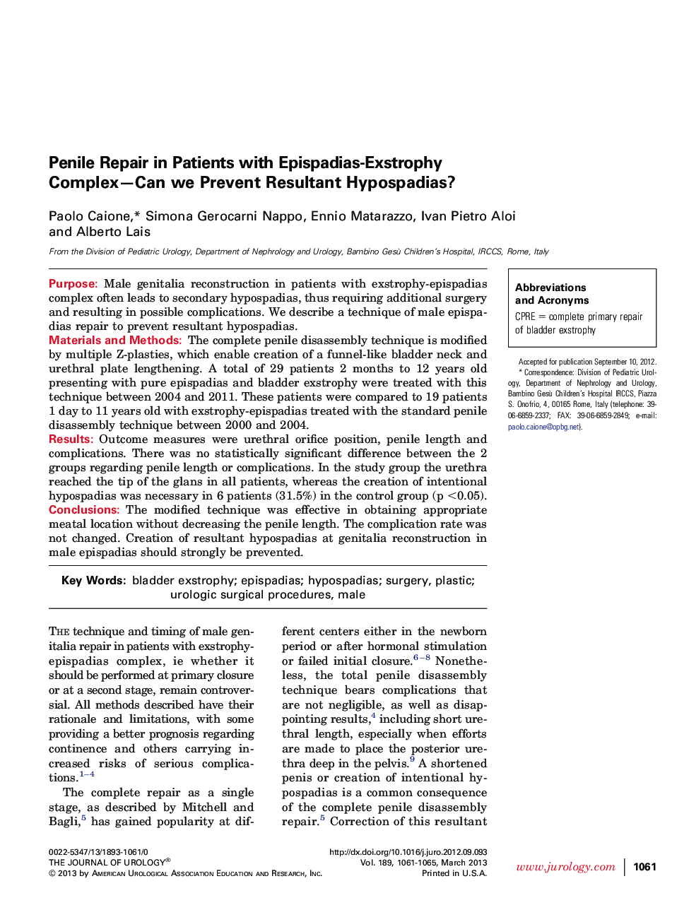 Penile Repair in Patients with Epispadias-Exstrophy Complex-Can we Prevent Resultant Hypospadias?