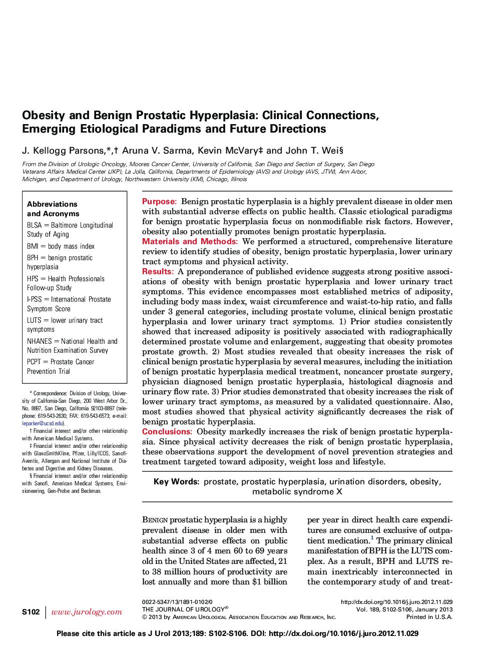 Obesity and Benign Prostatic Hyperplasia: Clinical Connections, Emerging Etiological Paradigms and Future Directions