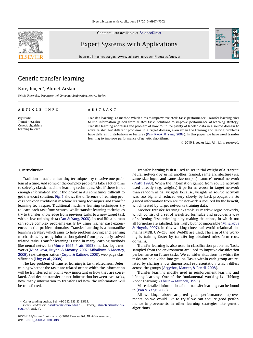 Genetic transfer learning