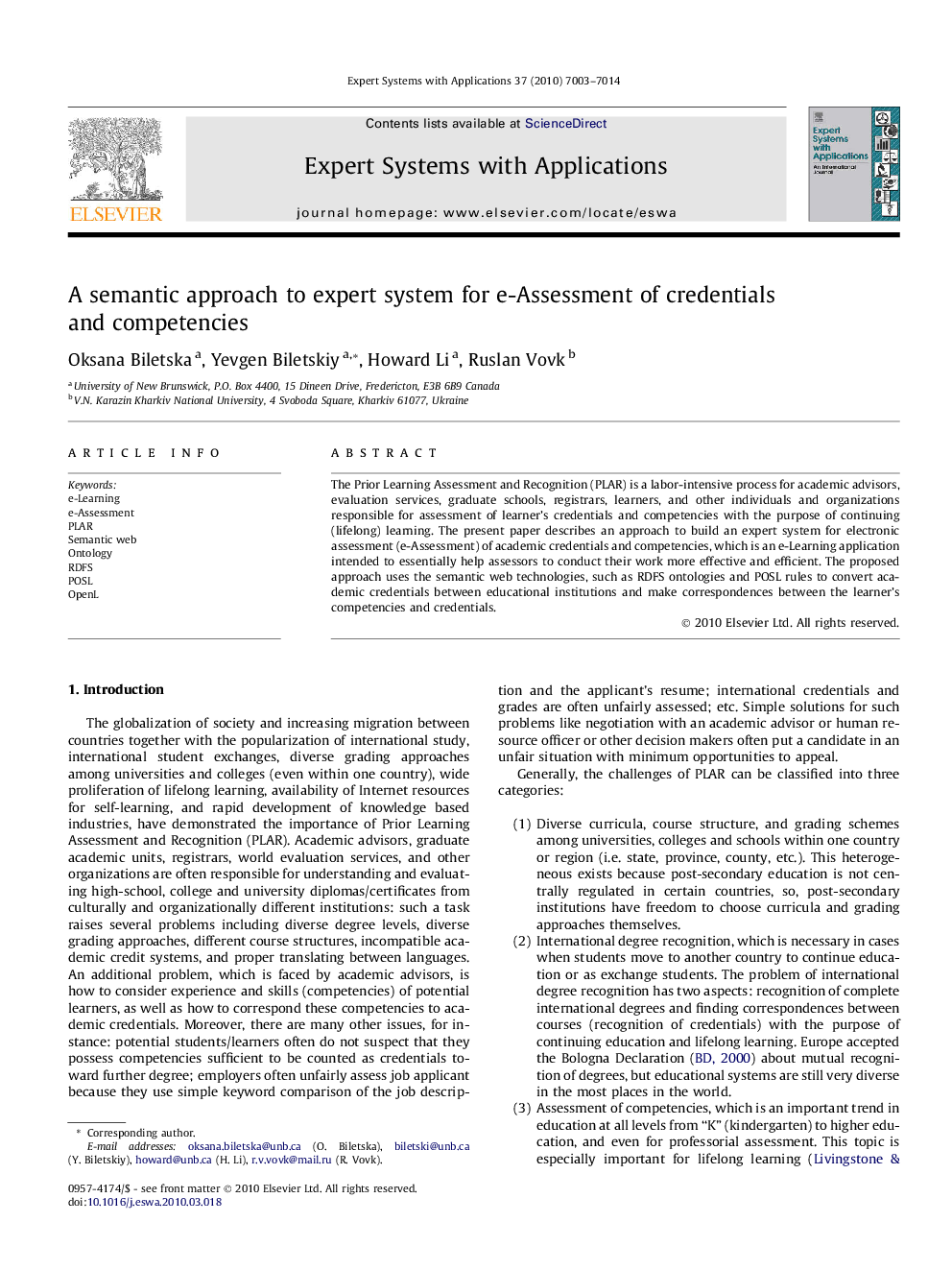 A semantic approach to expert system for e-Assessment of credentials and competencies