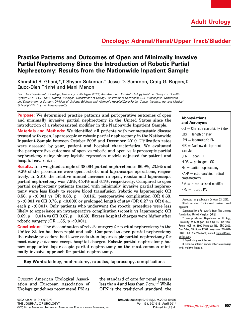 Practice Patterns and Outcomes of Open and Minimally Invasive Partial Nephrectomy Since the Introduction of Robotic Partial Nephrectomy: Results from the Nationwide Inpatient Sample 