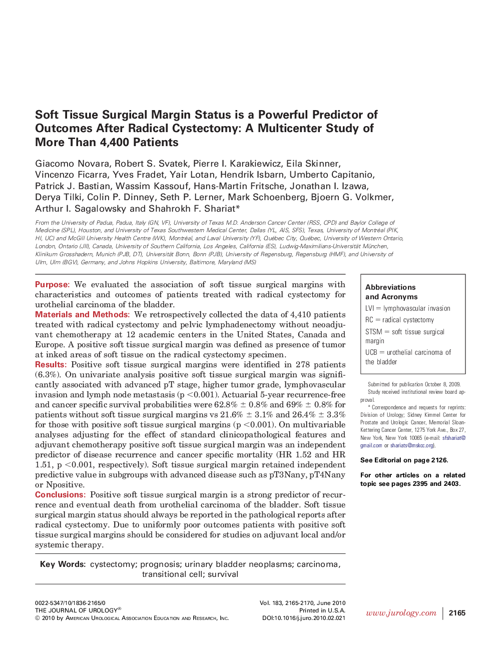 Soft Tissue Surgical Margin Status is a Powerful Predictor of Outcomes After Radical Cystectomy: A Multicenter Study of More Than 4,400 Patients