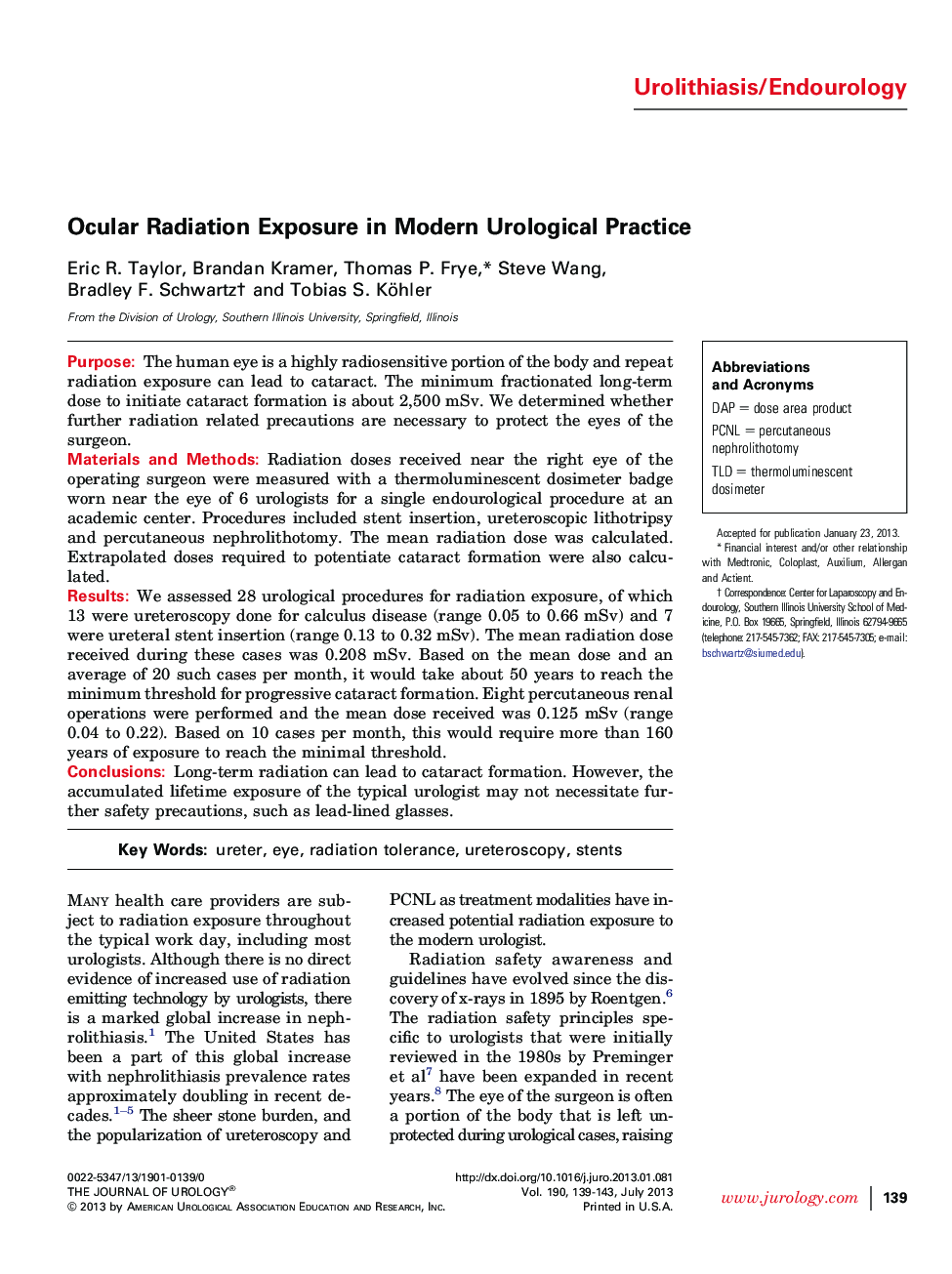 Ocular Radiation Exposure in Modern Urological Practice