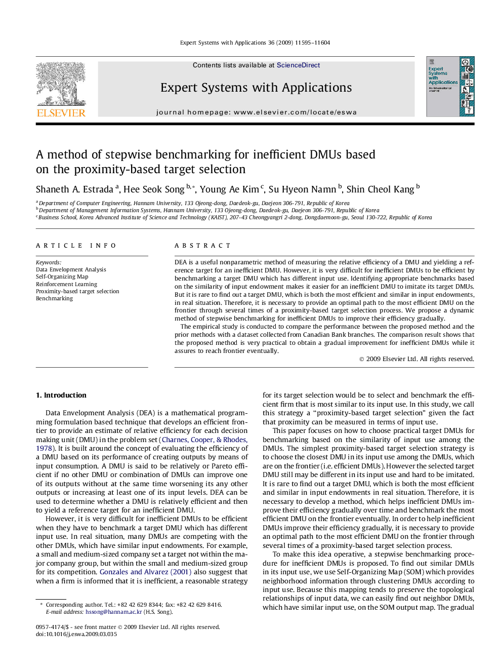 A method of stepwise benchmarking for inefficient DMUs based on the proximity-based target selection