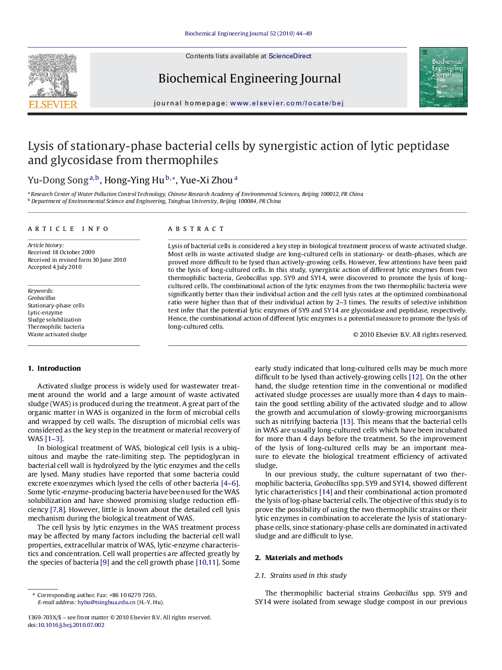 Lysis of stationary-phase bacterial cells by synergistic action of lytic peptidase and glycosidase from thermophiles