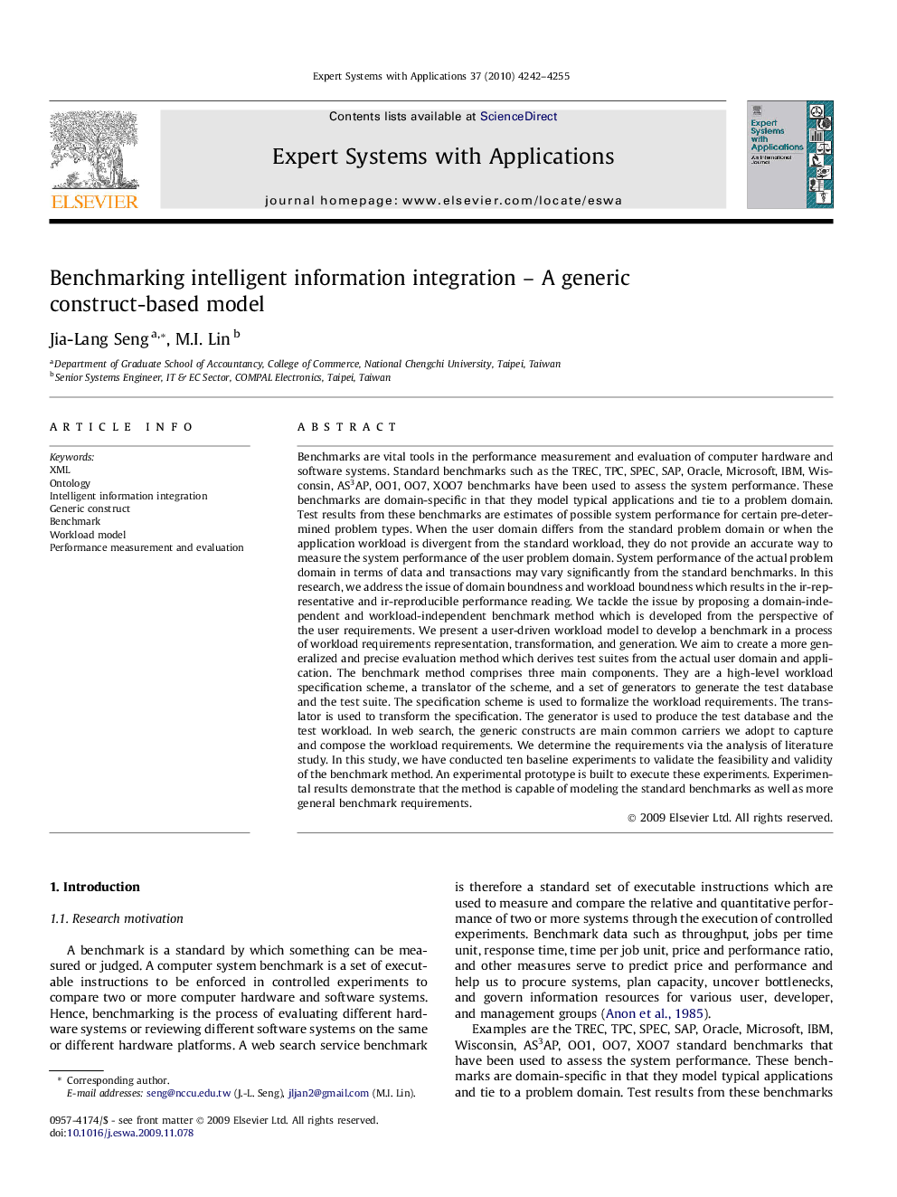 Benchmarking intelligent information integration – A generic construct-based model