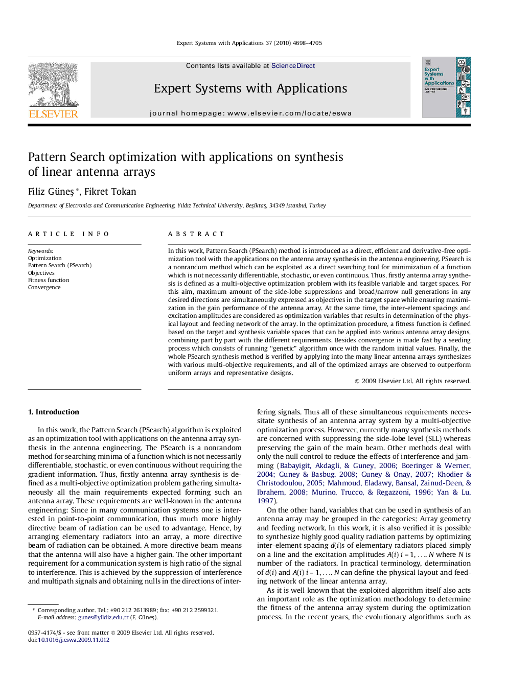 Pattern Search optimization with applications on synthesis of linear antenna arrays