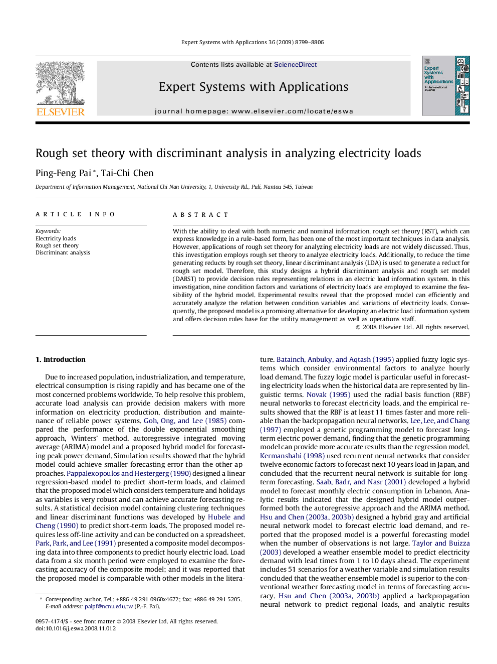 Rough set theory with discriminant analysis in analyzing electricity loads