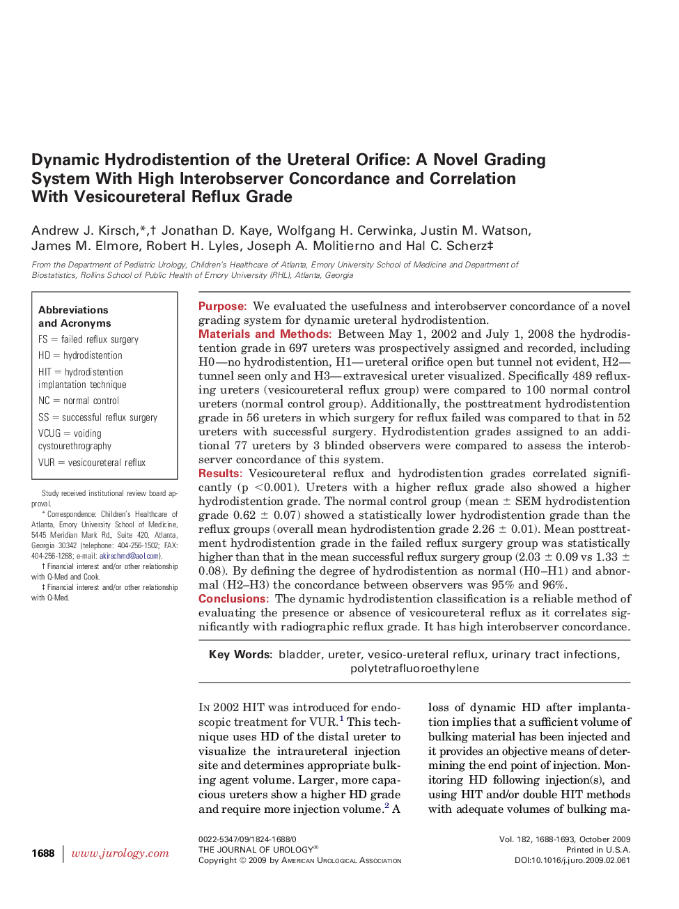 Dynamic Hydrodistention of the Ureteral Orifice: A Novel Grading System With High Interobserver Concordance and Correlation With Vesicoureteral Reflux Grade