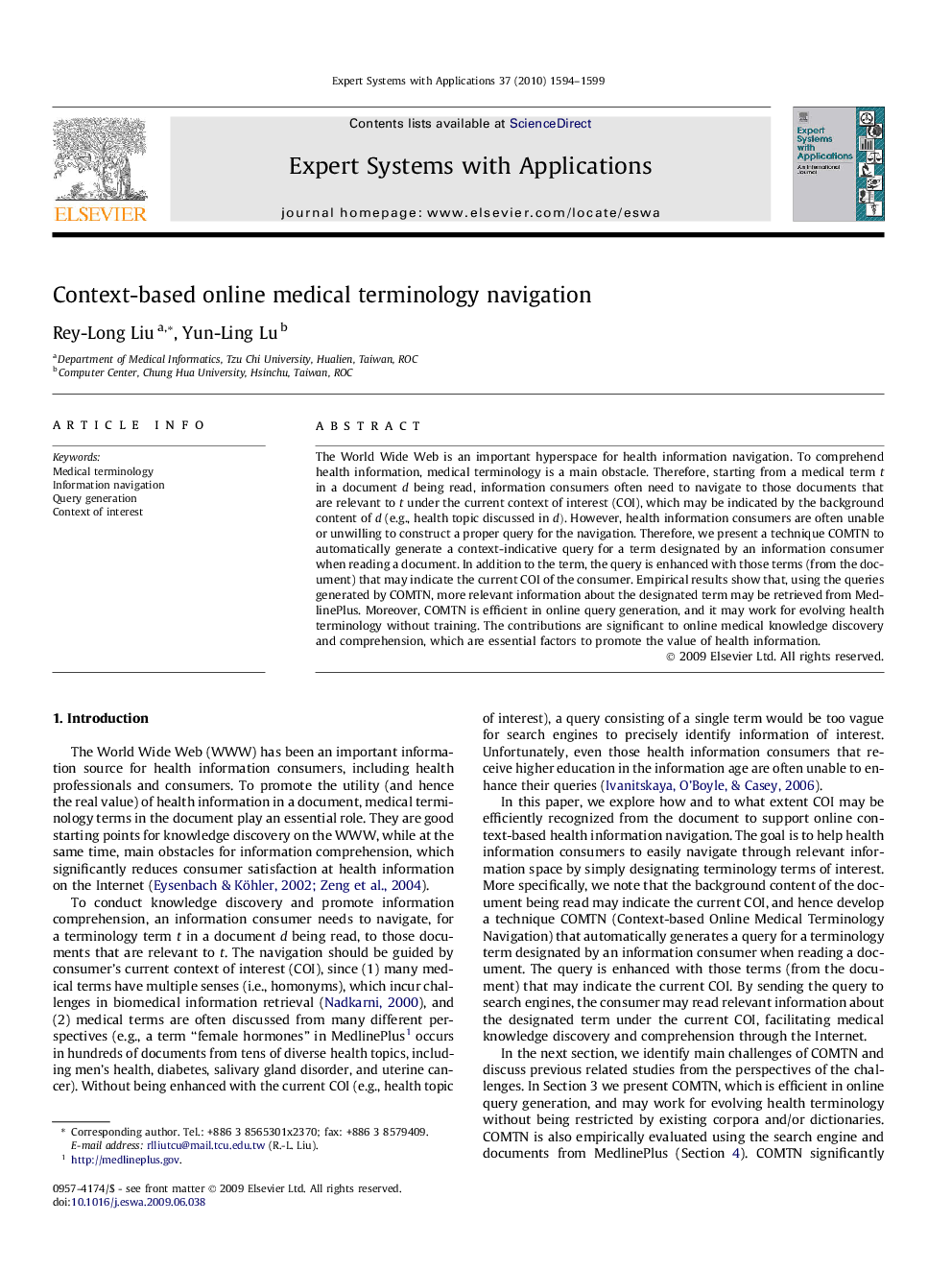 Context-based online medical terminology navigation